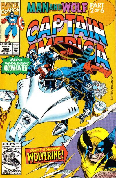 Captain America, Vol. 1 Man and Wolf, Part 2: City of Wolves; Taken to Task |  Issue#403A | Year:1992 | Series: Captain America | Pub: Marvel Comics | Direct Edition