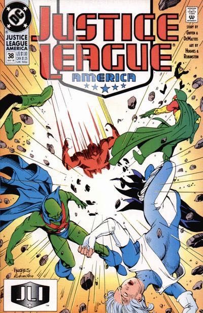 Justice League / International / America Sure It May Stink, But It Smells Like A Story To Us |  Issue#38A | Year:1990 | Series: Justice League | Pub: DC Comics | Direct Edition