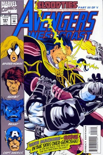 The West Coast Avengers, Vol. 2 Bloodties - Part 3: Genosha, Mon Amour |  Issue#101A | Year:1993 | Series:  | Pub: Marvel Comics | Direct Edition