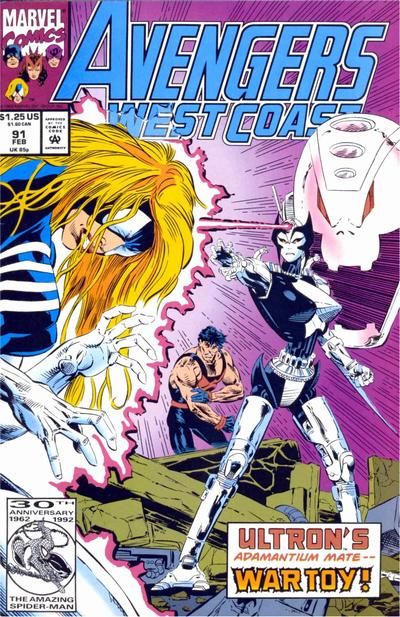 The West Coast Avengers, Vol. 2 War Toy! |  Issue#91A | Year:1992 | Series:  | Pub: Marvel Comics | Direct Edition