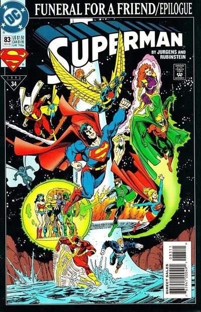 Superman, Vol. 2 Funeral For a Friend - Epilogue: On the Edge / Reign of the Supermen |  Issue#83A | Year:1993 | Series: Superman | Pub: DC Comics | Direct Edition