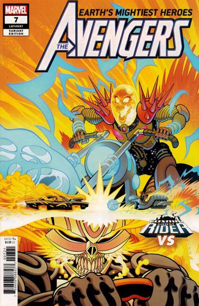 Avengers, Vol. 8 Fire And Bone |  Issue#7B | Year:2018 | Series: Avengers | Pub: Marvel Comics | Variant Tradd Moore Cosmic Ghost Rider VS Cover