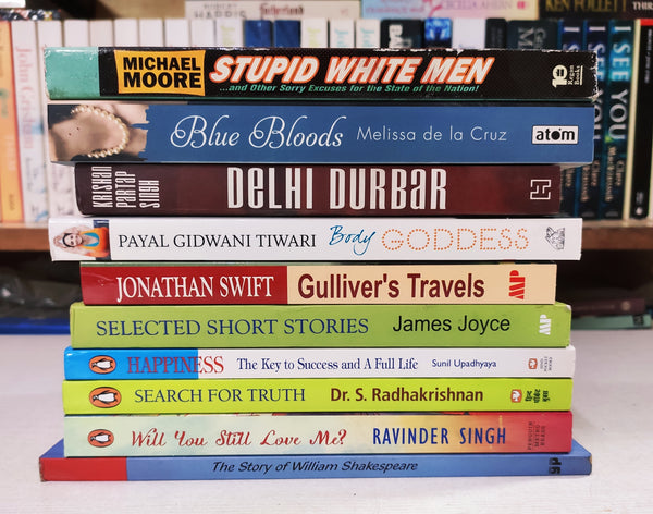 Mix of Thriller, Romance, Classics, Self Help & Indian Authors Fiction | Pack of 10 Books | Condition: New | Free Bookmarks