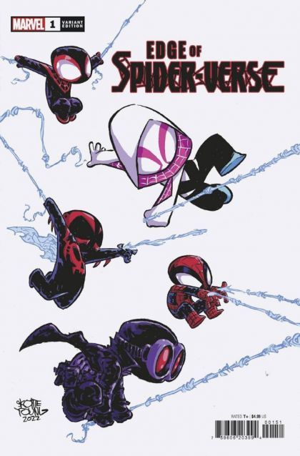 Edge of Spider-Verse, Vol. 2 Spider-Laird: Something Wicked This Way Comes; Araña: The Hero Within; Spider-Rex: Spider-Rex!!!; Spider-Noir: My Dame… My Destiny |  Issue#1E | Year:2022 | Series:  | Pub: Marvel Comics | Skottie Young Variant