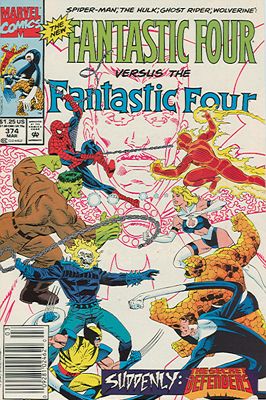 Fantastic Four, Vol. 1 Suddenly...The Secret Defenders |  Issue#374B | Year:1993 | Series: Fantastic Four | Pub: Marvel Comics | Newsstand Edition
