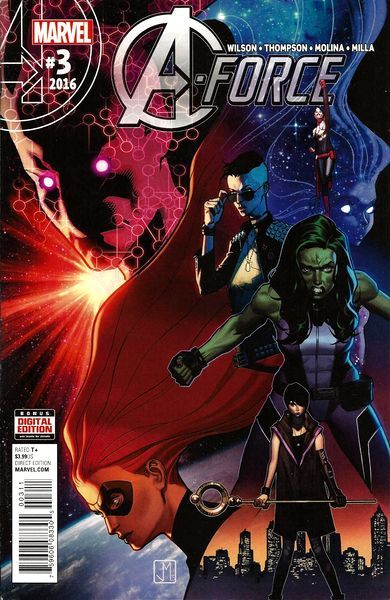 A-Force, Vol. 2 Whan! Bam! Thank You Ma'am! |  Issue#3A | Year:2016 | Series:  | Pub: Marvel Comics | Regular Jorge Molina Cover